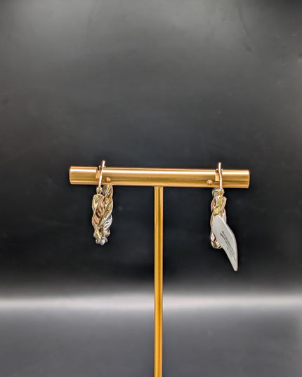 14K Gold Tri Color Twisted Small Hoop Earrings
