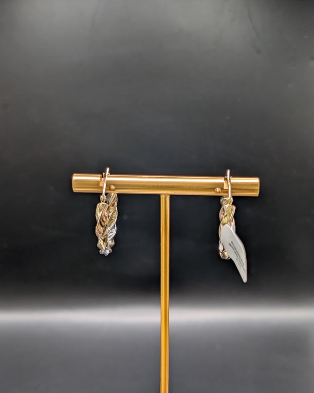 14K Gold Tri Color Twisted Small Hoop Earrings