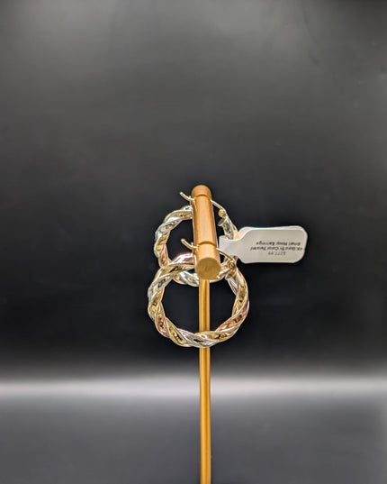 14K Gold Tri Color Twisted Small Hoop Earrings