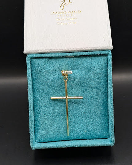 14K Gold Religious Classic Skinny Cross Pendent