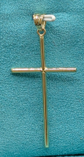 14K Gold Religious Classic Skinny Cross Pendent