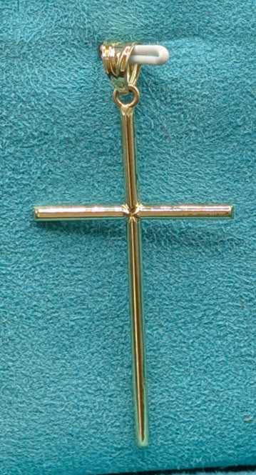 14K Gold Religious Classic Skinny Cross Pendent