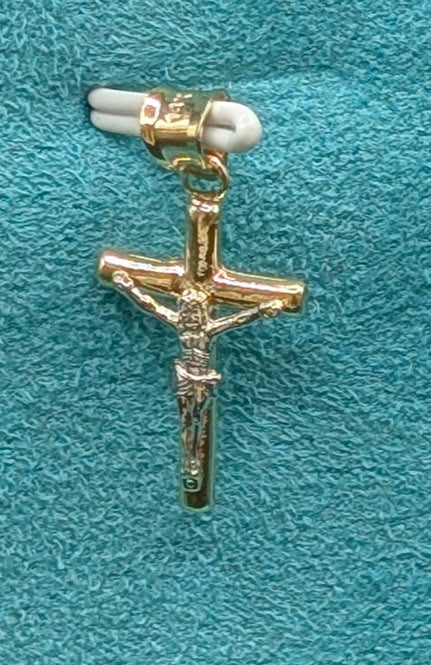 14K Gold Religious 2 Tone Small Crucifix Pendent