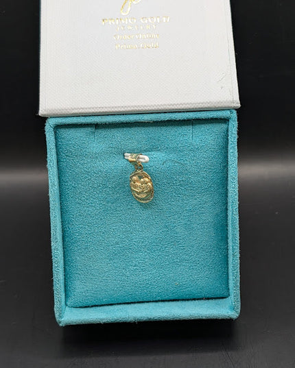 14K Gold Religious Baptism Oval Shape Pendent