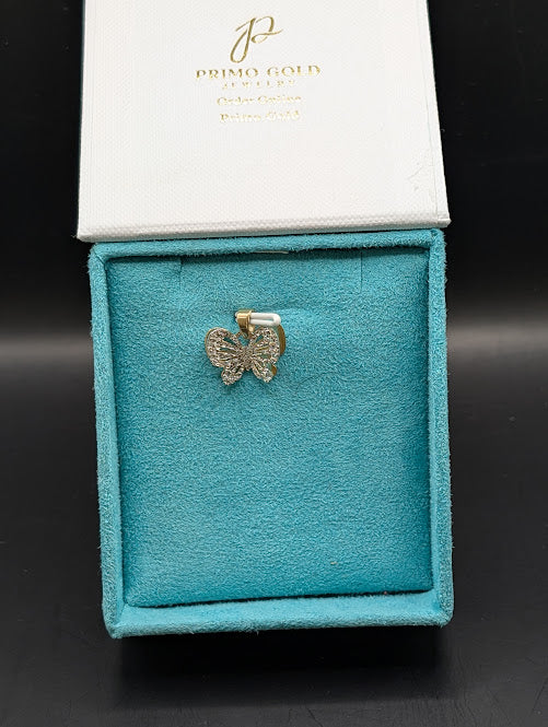14K Gold Butterfly w/ CZ Stones Pendent