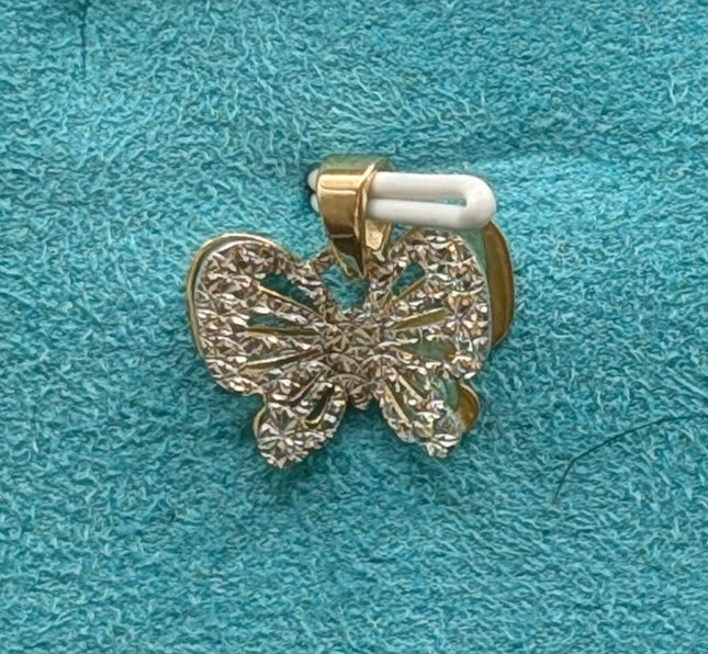 14K Gold Butterfly w/ CZ Stones Pendent
