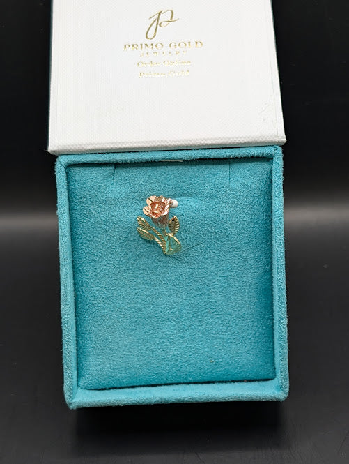 14K Gold 4D Rose 2-Tone Pendant