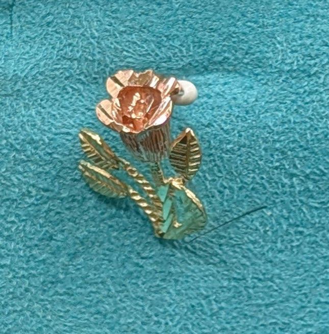 14K Gold 4D Rose 2-Tone Pendant