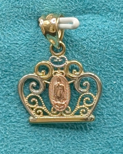 14K Gold Princess Crown with Saint Mary Pendent