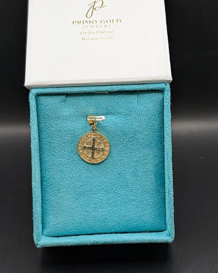 14K Gold Cross Medallion Small Pendent