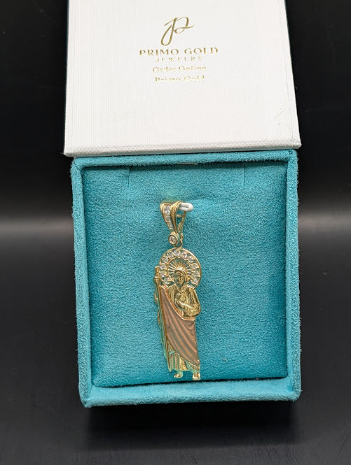 14K Gold Saint Judas 2-Tone Pendant