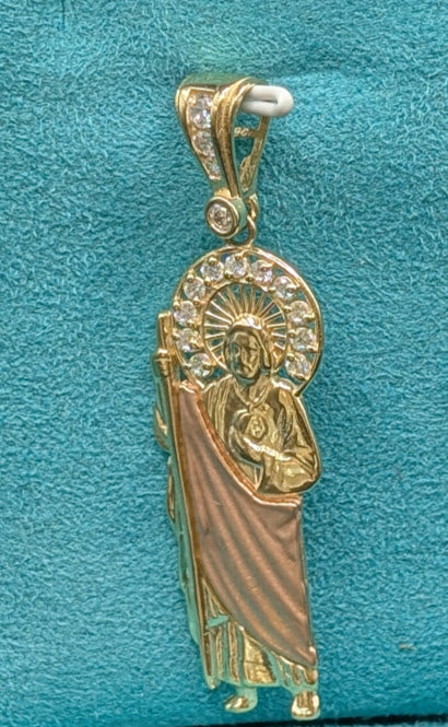 14K Gold Saint Judas 2-Tone Pendant