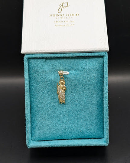 14K Gold Saint Judas White CZ Pendant