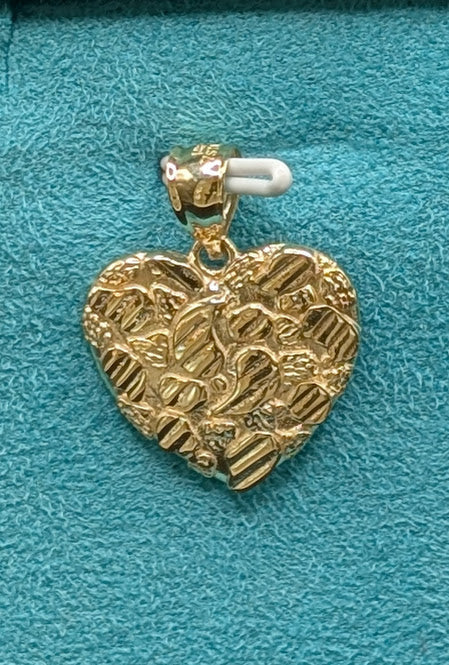 14K Gold Nugget Heart Pendant