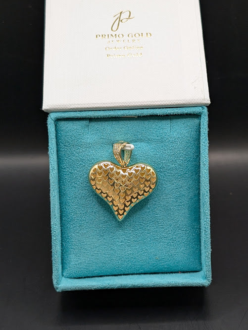 14K Gold Bubble Heart Pendant