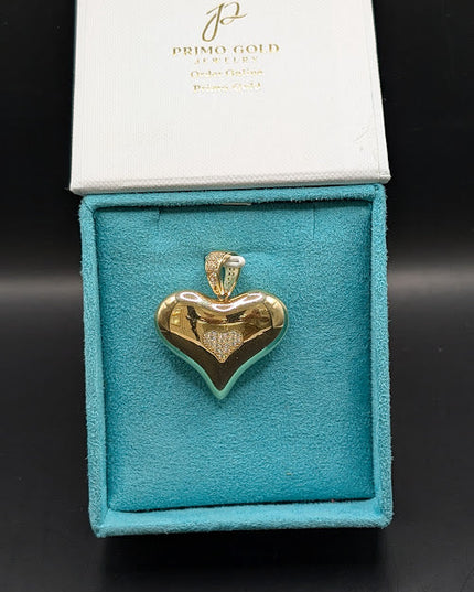 14K Gold Bubble Heart Pendant