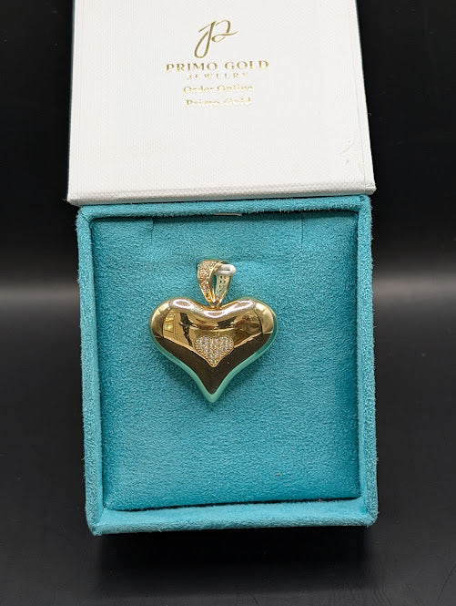 14K Gold Bubble Heart Pendant