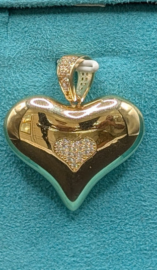 14K Gold Bubble Heart Pendant