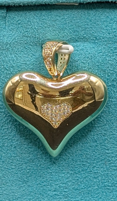 14K Gold Bubble Heart Pendant