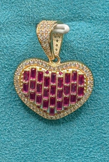 14K Gold Purple Heart CZ Pendant