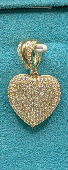 14K Gold Iced Out Heart Pendant