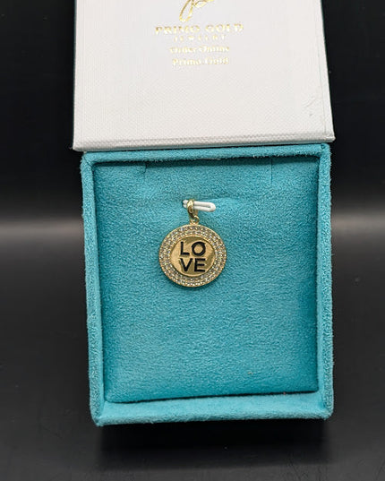 14K Gold Love Pendant Iced Out