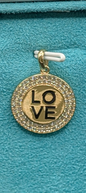 14K Gold Love Pendant Iced Out