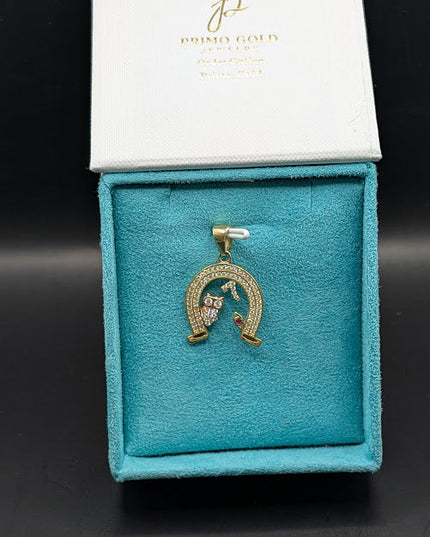 14K Gold Owl 7 Pendant