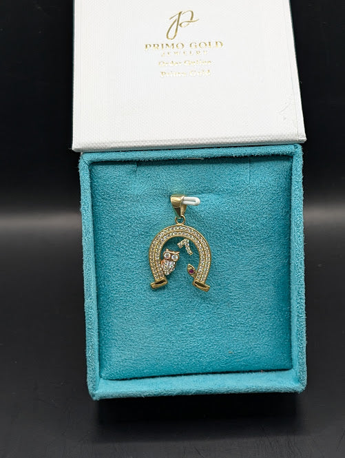 14K Gold Owl 7 Pendant