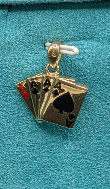 14K Gold Card Game Pendant