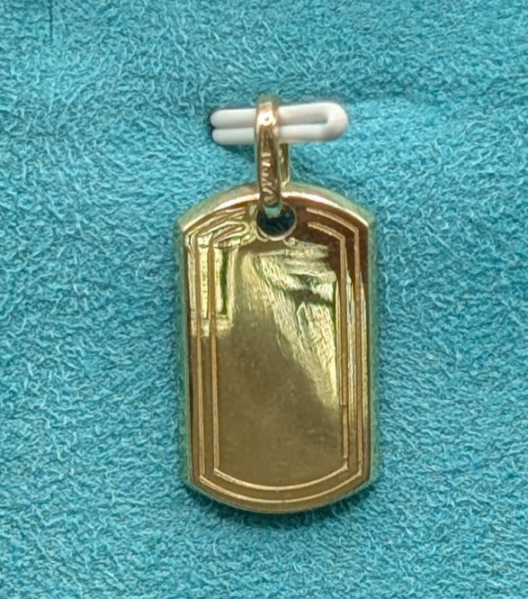 14K Gold Mini Dog Tag Pendant