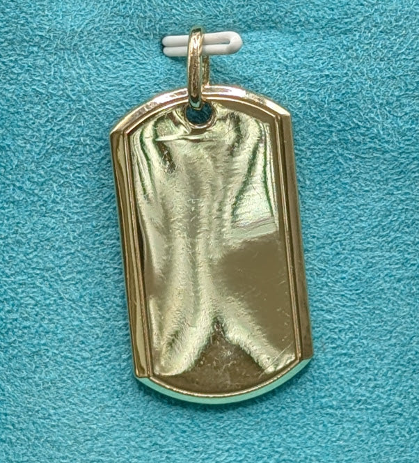 14K Gold Medium Size Dog Tag Pendant