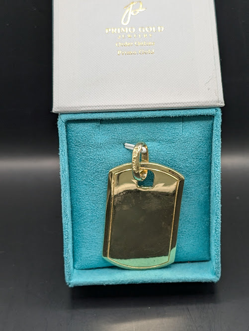 14K Gold Large Size Dog Tag Pendant