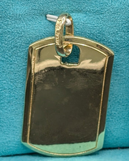 14K Gold Large Size Dog Tag Pendant