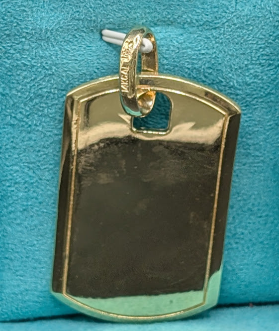 14K Gold Large Size Dog Tag Pendant
