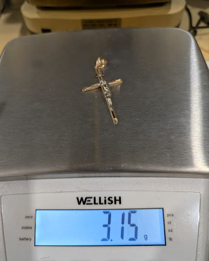 14K Gold Religious Classic Crucifix Pendent with INRI Details