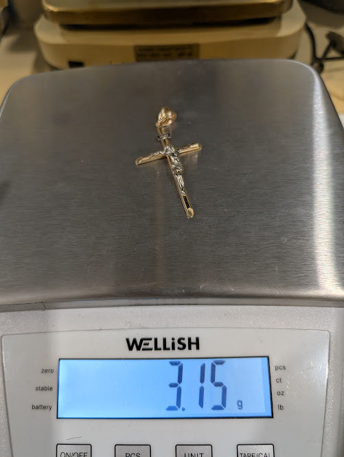 14K Gold Religious Classic Crucifix Pendent with INRI Details