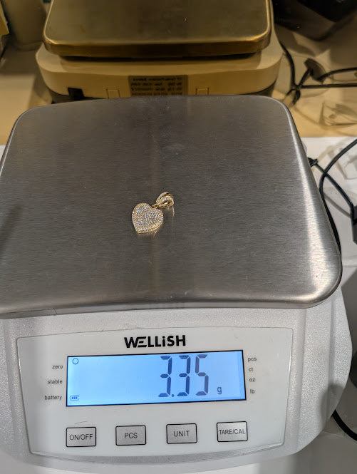 14K Gold Iced Out Heart Pendant