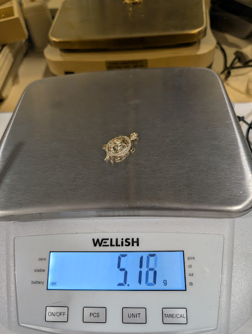 14K Gold Turtle w/ CZ Stones Pendant