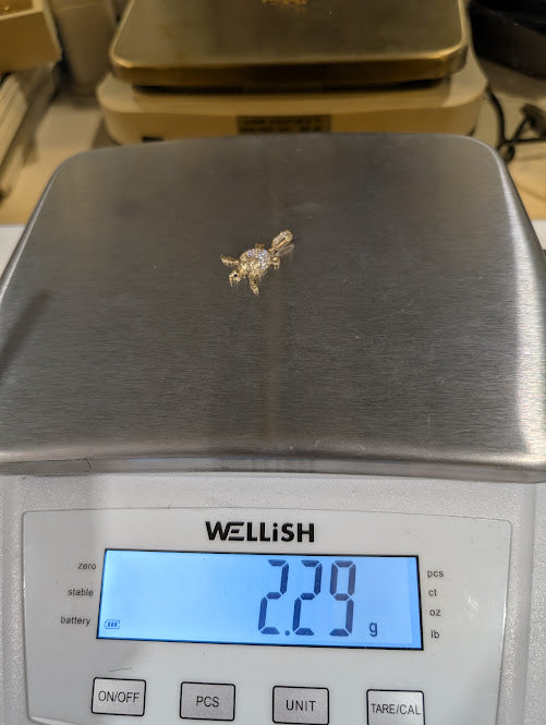 14K Gold Iced Out Turtle Small Pendant