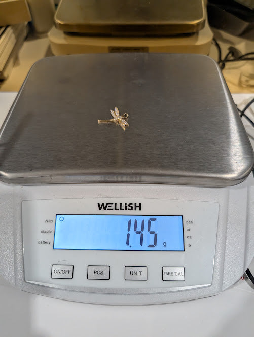 14K Gold Iced Out Dragonfly Pendant
