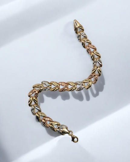 14K Solid Gold 3 Tone Bracelet