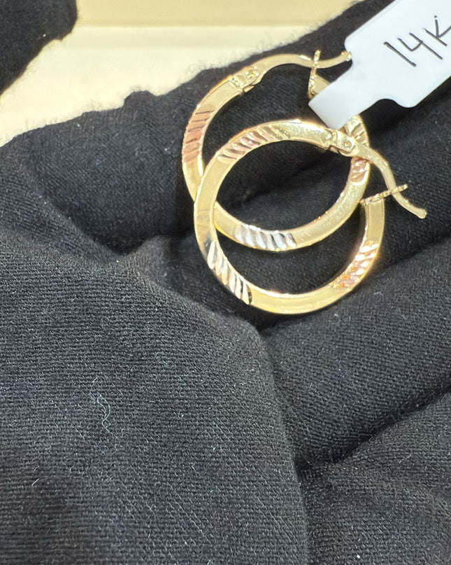 14K Gold Tri Color Small Hoop Earrings