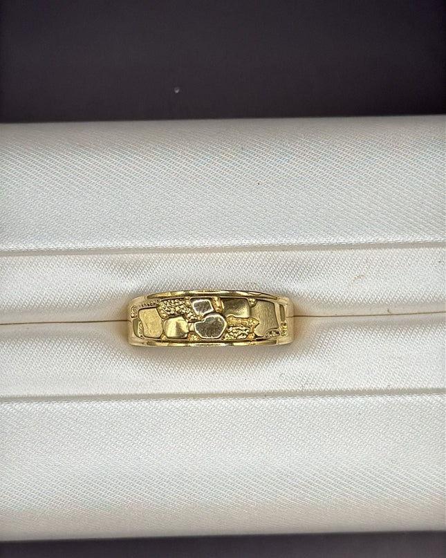 14K Gold Round Nugget Ring