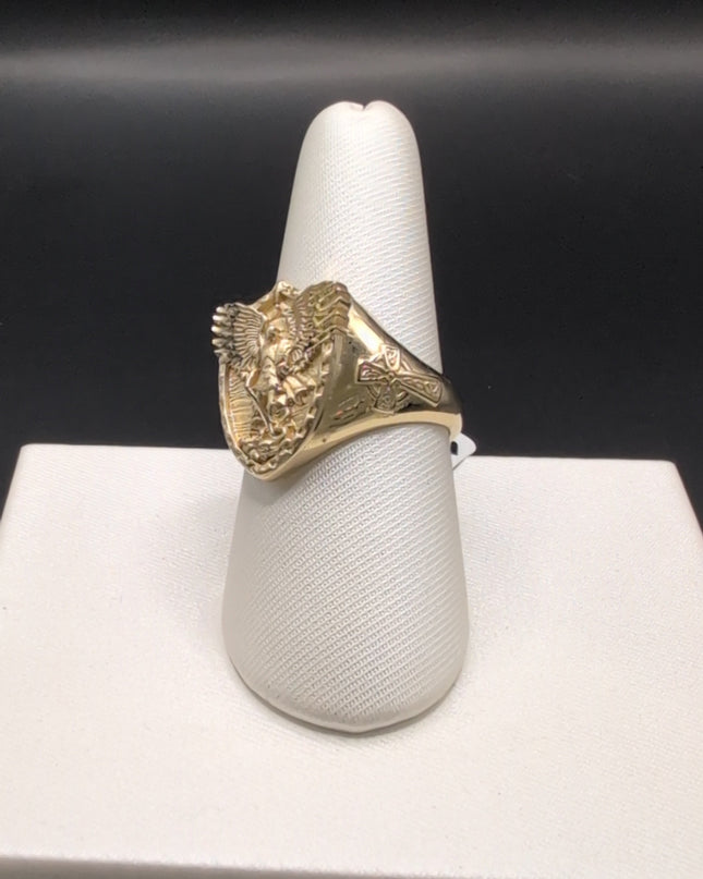 14K Gold Religious Angel Ring
