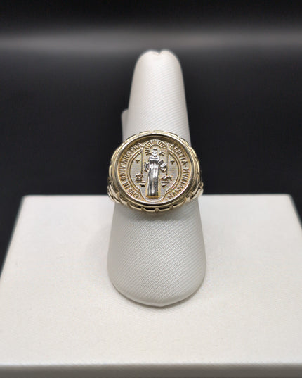 14K Gold Saint Jude Ring With Nugget Band